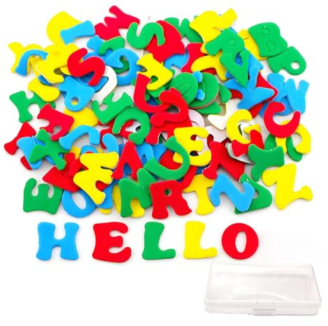 520 lettere in gomma espansa con scatola, autoadesive in gommapiuma, lettere in feltro, lettere in gomma espansa per decorazioni per carte di credito scolastiche