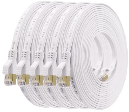 HUGIN CAT 8 Ethernet Cable 6.6ft 5 Pack, Flat 40Gbps 2000MHz High-Speed LAN Cable, Gold Plated RJ45 Shielded Network Cable for Gaming, Router, Modem, PC, PS5, X Box (6.6 ft,5pack)