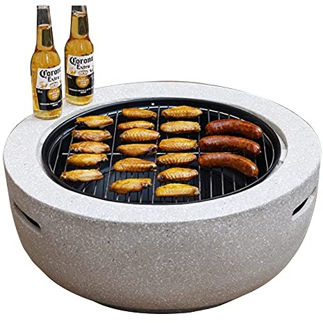 ZJFHEYUO Foyer d'extérieur à Bois pour Jardin, Barbecue, Table de Cuisson, Bol à feu d'extérieur à Bois avec Pare-étincelles et tisonnier, 60 cm
