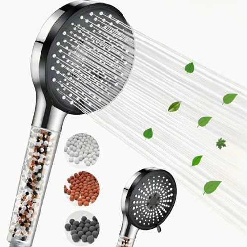 Shower Head, Filter Shower Head High Pressure 5 Spray Modes Handheld, Universal Fit for Hard Water, Water Saving, Increases Pressure, Powerful Filtered Showerhead