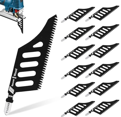12 Piezas de Sierra de Calar Profesionales para Corcho, Madera Contrachapada, Tablero de Fibra, Hoja de Sierra de Calar de Corte en T compatibles con Dewalt、Bosch 11 TPI