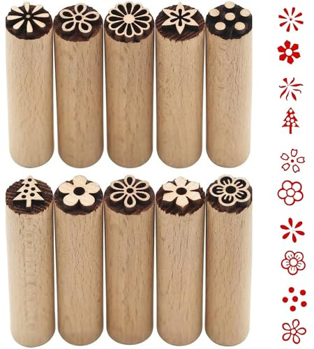 10 Pezzi Rotondi per Argilla e Ceramica, 10 Motivi Floreali, in Legno Naturale Ceramica, Adatto per Pasticceria, Progetti fai da te, Impasti, Biglietti di Auguri, Ceramiche