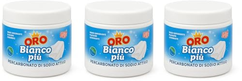 Percarbonato di Sodio Attivo, Set di Additivi in Polvere Smacchianti e Igienizzanti, per Bucato, Capi Bianchi, Disponibile in Set da 2, 3 o 4 Barattoli (x3)