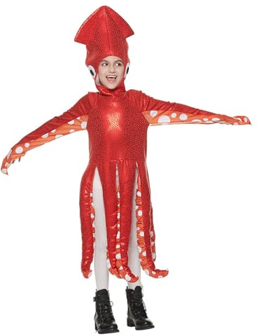 Costume di polpo rosso, spugna di polpo per Halloween, costumi animali, temi marini, feste, cosplay, costume per bambini, pesce oceano, avventura per bambini, divertente Carnevale Performance Party