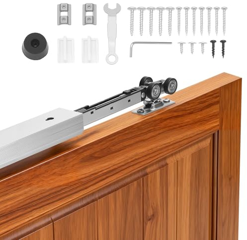 VEVOR Schiebetürbeschlag-Set 1135 mm, Schiebetürschiene mit Soft-Close für Sanftes & Leises Gleiten, Schiebetürsystem für Einzeltüren (25–45 mm Dicke / 610 mm Breite), Aluminiumlegierung