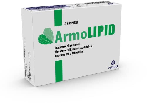 Armolipid 30 Compresse, Integratore Alimentare con Riso Rosso Fermentato, Acido Folico, Policosanoli, Coenzima Q10 e Astaxantina