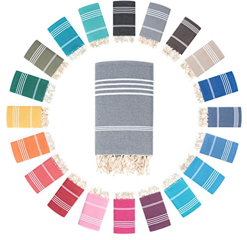 Darido Handmade Turkish Fouta Hammam Towel - XXL Sauna, Bath, & Beach Towel 100 x 200 cm - 100% Cotton - Lightweight, Soft & Absorbent - Multiuse & practical