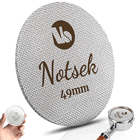 NOTSEK Puck Screen 49 mm, espresso-sil för skärmhållare, med akrylförvaringslåda, 1,7 mm tjocklek 150 μm, rostfritt stål 316L, återanvändbart puckfilter, kaffeskärmhållare, nedre duschsil
