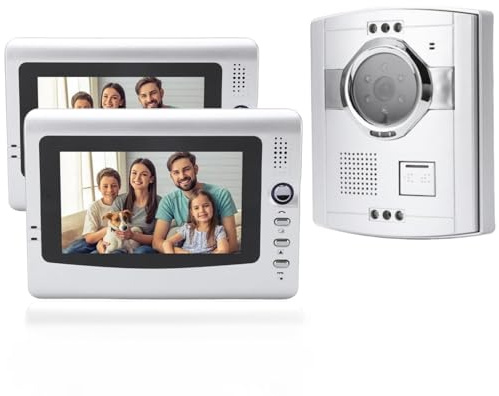 Kit Videocitofono Cablato 7 Pollici, 2 Pezzi Campanello Video Cablato Monitor 7 Pollici, Campanello Video Citofono a 2 Vie per Visione Notturna per Appartamento Villa