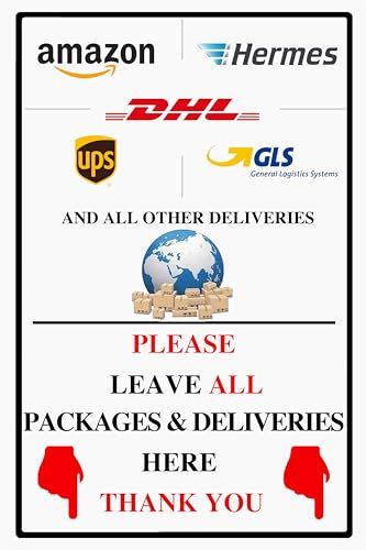 Pakete hier ablegen Bleichschilder, 20cm x 30cm Metallschilder, Lieferung Dekor für die Haustür. Leave Package Here Metal Tin Sign (EN downward 2311)