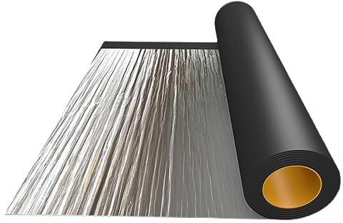 Cinta de Betún Autoadhesiva Impermeable,Cinta Selladora,Cinta de Reparación,Cinta de Butilo Tela Asfaltica de Aluminio,Anti-ultravioleta,para Tubería,Techo,Ancho X Largo (0.5x9m)