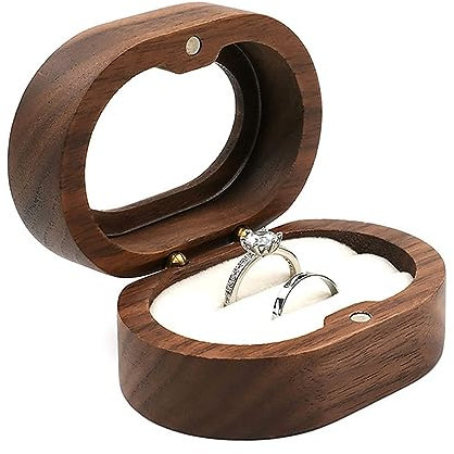 youjia Ovale Holz-Ringschatulle Schmuck Display Geschenkbox Doppelringboxen für Verlobungsantrag Klarem Fenster Vintage Ringträgerbox Jahrestag Geschenke Box Schmuck Aufbewahrungsbox