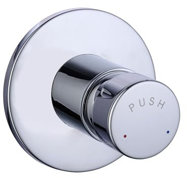 ENKI, Vision, BT4026, Chrome, Self-Closing Shower Mixer Tap Concealed, Time Adjustable, Non-Concussive Shower Valve Tap, Push Button Temperature Adjustable Bathroom Shower Valve, 1 Year Guarantee