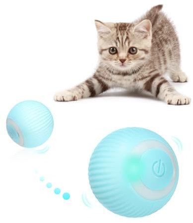 Birshe Katzenspielzeug Elektrisch mit LED Licht,Wiederaufladbarer Elektrisch Katzenspielzeug Ball mit Type-C Aufladbar 360° Interactive Hunting Cat Toy für Selbstbeschäftigung für Katzen und Kätzchen