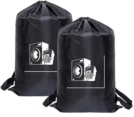 Maishijie 2 x strapazierfähige Wäschesäcke aus Oxford-Stoff (Schwarz-1)