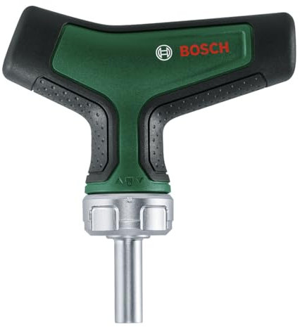 Bosch Tournevis à cliquet à embout et poignée en T (couple très élevé ; 36 dents ; couple max. 46 Nm ; porte-embout magn; 1/4 ; poignée Softgrip)