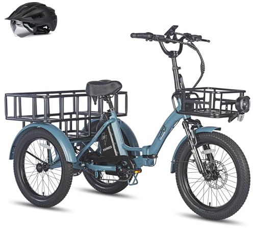 Fafrees F20 Mate E Bike trehjuling vuxen fett hopfällbar cykel 18,2 Ah [officiella ] E-cykel 20 tum, elcykel 180 kg, elektrisk trehjuling för vuxna, Ebike Fatbike 48 V, 3-hjuls cykel elektrisk 65 N m