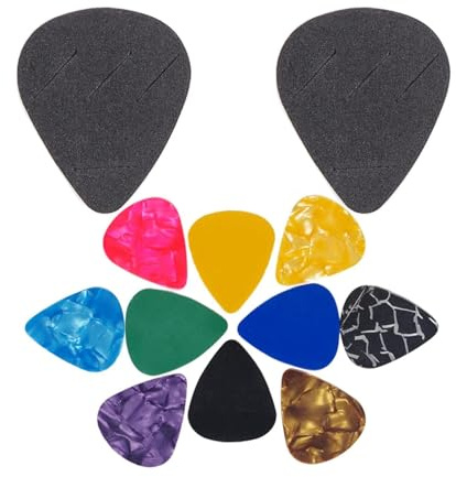 YIWEOG Juego de Soportes para púas de Guitarra 10 Piezas Paletas de plectro Púa de Guitarra de celuloide 2 Piezas Soportes para púas Soporte Adhesivo EVA Fácil de Pegar en la Guitarra