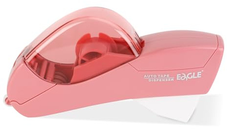 Eagle automatisk banddispenser och tejppistol med 1 rulle 1/2 tum (12 mm) och 1 rulle 19 mm (3/4 tum) tejp (rosa)