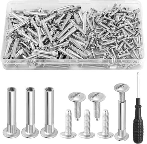 Nadinsta 160 Piezas M4 Tornillos de Conexión para Muebles, 31-40 mm (80 x Tornillos para Muebles, 80 x Tornillos de Casquillo), Φ5 Tornillo Union Muebles Para Conectar Tableros De Madera,Armarios