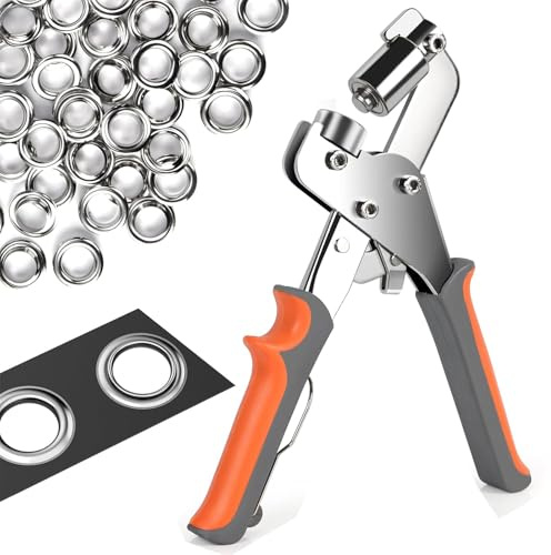 Ösenzange für planen & stoffe - Profi Ösenzange mit 300 Ösen (Ø 6mm), Magnetische Ösenstanze aus Kohlenstoffstahl für Perfekt für Leder, Gürtel, Awnings, Stoffe