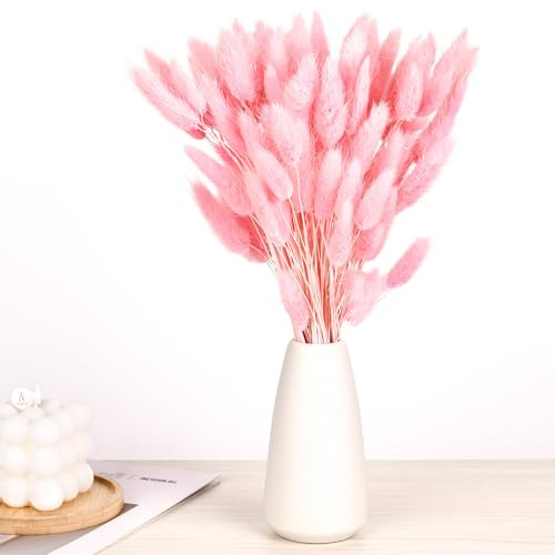 Pampas Decorative Fiori Secchi - 120 Pezzi Bouquet di Pampas Grass Essiccato 30CM Decorazione di Pampas Grass Naturale Fiori Secchi Decorativi per Vaso Matrimoni Feste Decorazioni Boho (Rosa)