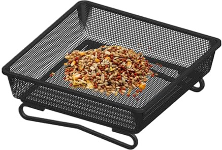 Renchey De Suelo para Aves | Plato De Alimentación Cuadrado De 18 Cm - Decoración De Jardín con De Malla para Exteriores Jardín Césped Patio Balcón Invierno Ventana