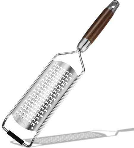 Rallador de limón y queso de grado profesional, cuchillas ultra gruesas, mango de madera maciza resistente, trituradora de verduras resistente al óxido, herramienta esencial de cocina
