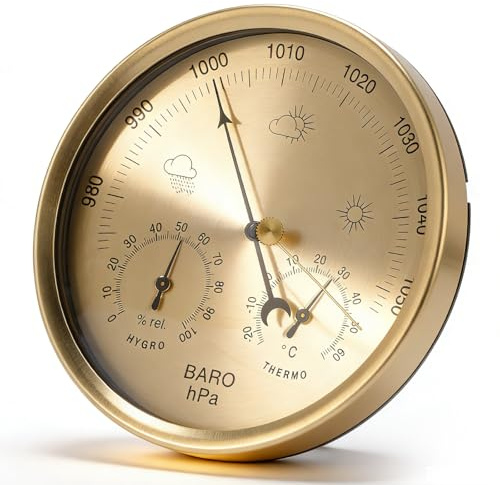 Stazione Meteo Analogica Da Parete, 3 In 1 Analogico Barometro Igrometro Termometro Per Interni E Esterno, 5.2 Stazione Meteorologica Analogica In Lega Di Alluminio Per Giardino, Camera Da Letto