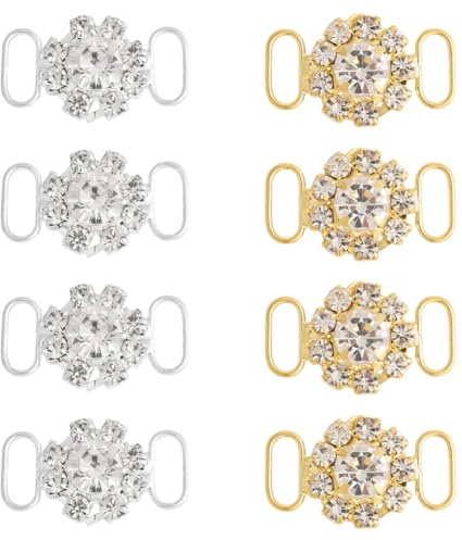 HOBBIESAY 8Pcs 2 Colors Rhinestone Shoelace Charms Flower Crystal Sneakers Shoelaces Decorations Shoe Buckle Bling Shoes Lace Buckle for Women Shoes Accessories Shoe Decor 28x16x6mm