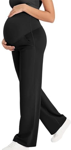Pantaloni per Donne Incinte Leggings Gamba Dritta Pantalone Premaman Leggins Supporto Addominale Pantaloni a Vita Alta Elasticizzati Pants Morbidi Comodi Pantalone per Gravidanza Leggings da Yoga