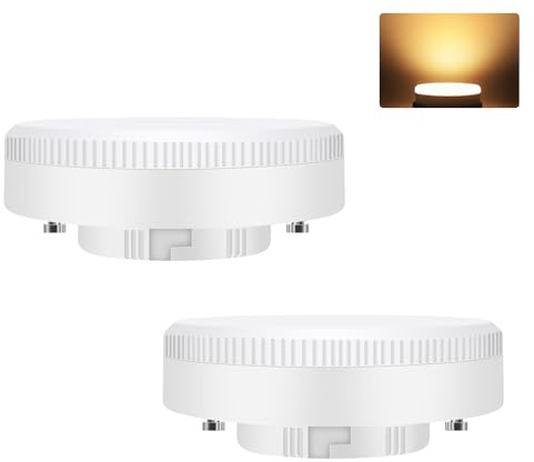 GBLY Lampadine LED GX53 (confezione da 2): Bianco caldo 3000K, ultrasottili (74 x 25 mm), adatte per l'illuminazione di armadi e soffitti, 5 watt, senza sfarfallio, 230 volt, non dimmerabili