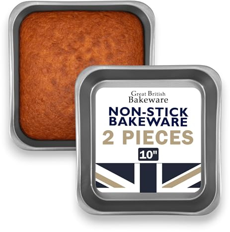Samuel Groves Square Sandwich Sponge Cake Tin 2X Large 10 (25cm) Pan Tray Superior Double Coated Non Stick, Made in England