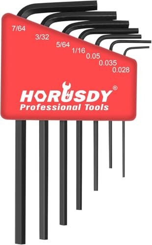 SEDY 7-Piece Mini Hex Key SAE Set, Imperial L Shape Allen Wrench, 0.028, 0.035, 0.05, 1/16, 5/64, 3/32, 7/64, Cr-V