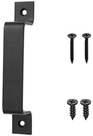 Kare & Kind 1x Maniglia per Porta da Fienile (Nera) - Acciaio di Alta qualità da 17,8 cm con Bordi Lisci - Maniglia da Porta Rustica per Porte di Fienili, Capannoni, Garage, Cancelli