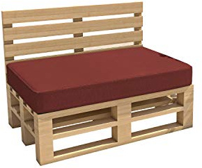 Chilly Pilley Cojín de Palets Hidrófugo Interior/Exterior para Jardín - Lavable Desenfundable de Asiento (120x60x15, Rojo Oscuro)