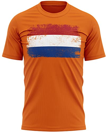 Mens Netherlands T Shirt Holland Dutch Supporter Football Tee Him, XL, Orange