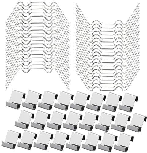 100 Pièces W et Z Clips pour Serre de Jardin en Verre Inoxydable,Polycarbonate Clips Kit de Réparation,Accessoires de Jardin pour Serres,Résistantes aux Tempêtes,pour Installation Fixe Verre Plaques