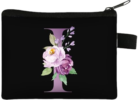 FAVORTALK Girls Coin Purse Small Coin Bag Portable Coin Pouch for Women with Zip Mini Change Pocket for Card and Coin Mens and Boys Coin Purses & Pouches Black Purses with Flowers Pattern - 43411