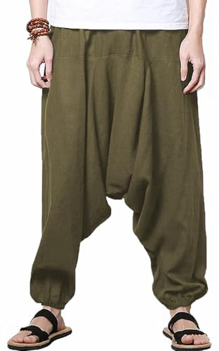 perdontoo Mens Casual Harem Pants Fancy Print Wide Leg Baggy Trousers (Color 18, S)