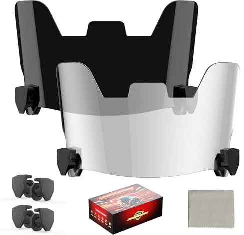 KUBQLIG Football Helmet Visor - Clear & Smoke Dual Lens for Youth/Adult Helmets, ASTM F1938 Certified, Fits Schutt F7/Riddell SpeedFlex/VICIS Zero2 (2 Visors + Case)