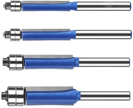 Fresa de Recorte a Ras para Fresadora,4 Piezas Herramienta De Acabado Preciso | Fresa de Router al Ras | Para Laminado, Carpintería, Contrachapado, Acabado de Superficie y Puertas