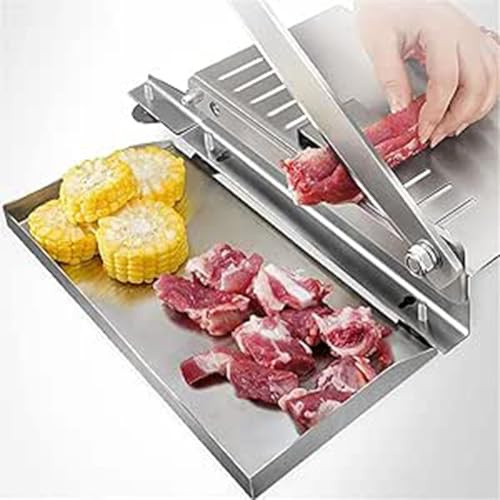 Bone Cutter,Stainless Steel Manual Meat Slicer With Scale And Food Tray,Food Slicer Slicing Machine For Home Cooking For Fish,Chicken,Beef,Mutton,Frozen Meat & Vegetables(Size:L)