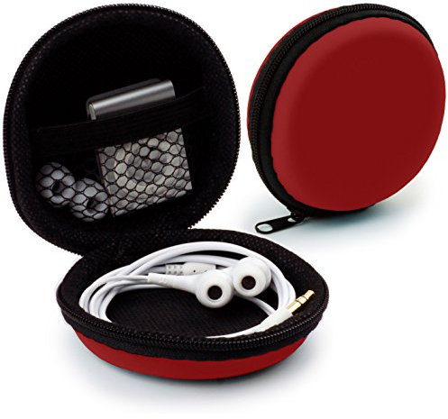 MyGadget Mini Funda Protectora para Auriculares [ In Ear ] - Caja Estuche de Transporte para iPod Shuffle, Airpods, SD Card, Flash Drive USB - Rojo
