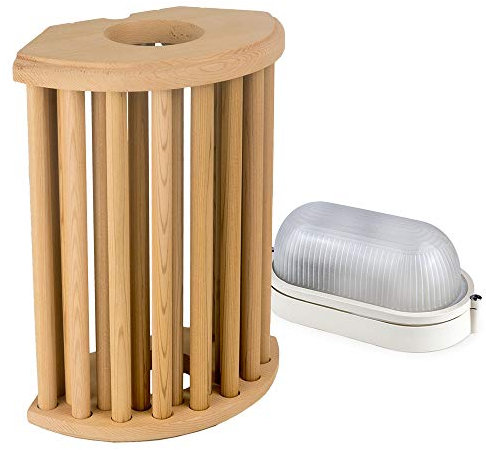 Kit d'éclairage de Sauna Abat-jour Sawo 915-VD de Cèdre avec E27 IP54 Lampe de Sauna et Câble de Silicone 5m SiHF