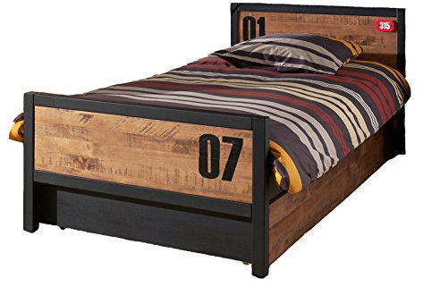 Vipack Alex Einzelbett 90 x 200 Kiefer massiv + Lattenrost + Ausziehbett