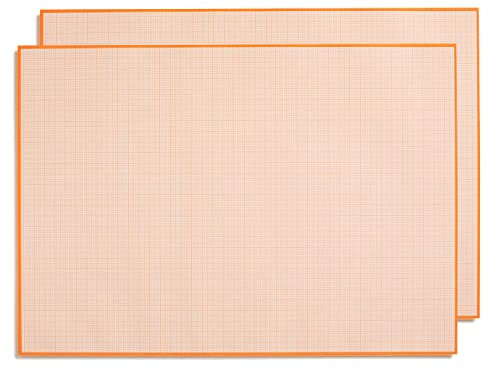2er-Set Millimeterpapier Schreibtischunterlage zum Beschreiben und skizzieren I zum Abreißen I Mathematisches Papier I Büro und Schule I DIN A2 I groß I Orange I Offset 90 g/m² 40 Blatt I dv1195