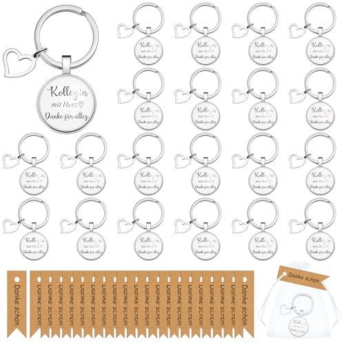Otuuz 20 Sets Kollegin Schlüsselanhänger Dankeschön Geschenke Kollegen Schlüsselanhänger mit Etiketten Anhänger und Organzasäckchen Abschiedsgeschenk Jobwechsel Geschenk für Mitarbeiter Ruhestand