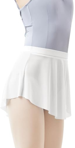 Daydance White Pull on Ballet Skirt for Women, Asymmetric Point Skirt for Dancing, Gymnastics, Cheerleading