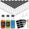 WenYa 48 Pack Mini Liquor Bottles, 25ml Empty Small Plastic Bottle with Lids (Leak Proof Black Screw Caps), Reusable Miniature Alcohol Bottle with Labels Funnel for Weddings Parties